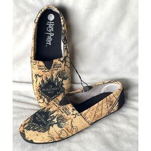 Harry Potter Marauder's Map Canvas Slip On Shoes Women's Size 6/7 Hogwarts New